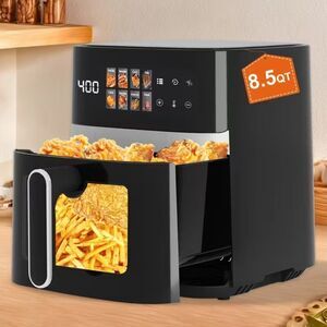 8.5QT Large Air Fryer 1350W Smart Digital Touchscreen Oilless Cooker w 8 Menus